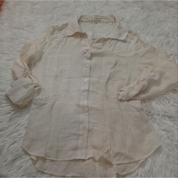 Wishful park whiteoff Long sleve bottom dow womens blouse - Picture 9 of 16